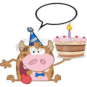 Birthday Cake Cartoon on Royalty Free 3797 Happy Calf Cartoon Character Holds Birthday Cake