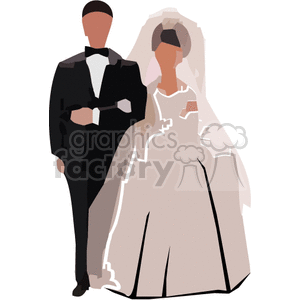 Royaltyfree clipart picture of a Bride and Groom