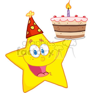 Horse Birthday Cakes on 4667 Royalty Free Rf Copyright Safe Happy Star Holding A Birthday Cake