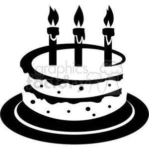 Birthday Cakes Online on Royalty Free Black And White Birthday Cake With One Candle Clip Art
