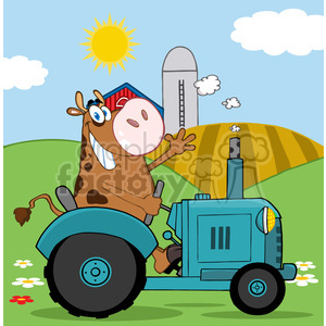 brown-cow-on-a-tractor clipart #384318 at Graphics Factory.