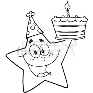 Clip  Birthday Cake on White Outline Dog Above A Sign Clip Art Image  Picture Art   383348