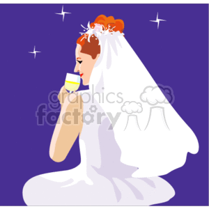 Clip art of Wedding bride with a veil picture