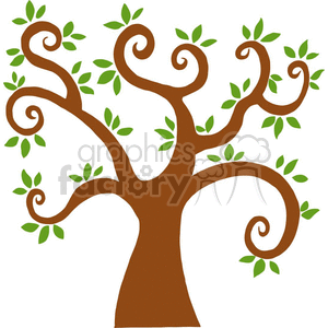 brown swirl tree with leaves