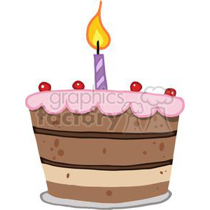 Birthday Cake Clipart on Birthday Cake With One Candle Lit
