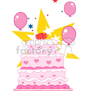 Cartoon Birthday Cake on Cartoon Pink Birthday Cake