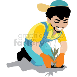 Interior Decorating Jobs on Free Man Planting The Garden Clip Art Image  Picture Art   373728