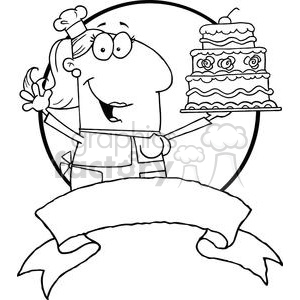 Fish Birthday Cake on Royalty Free Cartoon Cake Baker Woman With Banner Clip Art Image