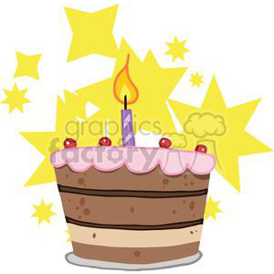 Birthday Cake  Candles on This Royalty Free Clipart Picture Of A Birthday Cake With One Candle