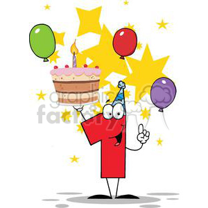 Cowboy Birthday Cake on Royalty Free Number One With Birthday Cake And One Candle Lit Clip Art