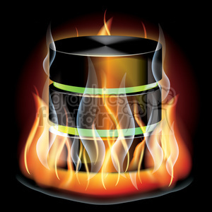 Royalty-free clipart picture of a database burning
