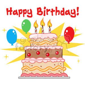 Birthday Cake Cartoon on Royalty Free Cartoon Happy Birthday Cake Clip Art Image  Picture Art