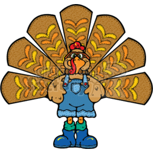 Royalty-Free Cartoon turkey with colorful feathers and ...