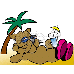 Royalty-Free Cartoon cat with sunglasses relaxing under a ...