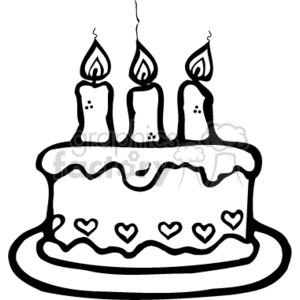 Birthday Cakes  Dogs on Royalty Free Black And White Birthday Cake With One Candle Clip Art